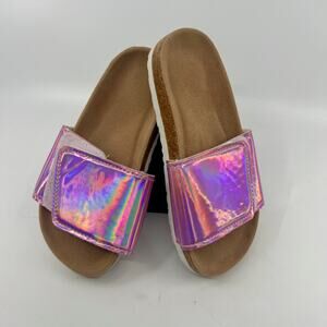 Kids' 11/12 Iridescent Pink Faux Cork Adjustable Slide